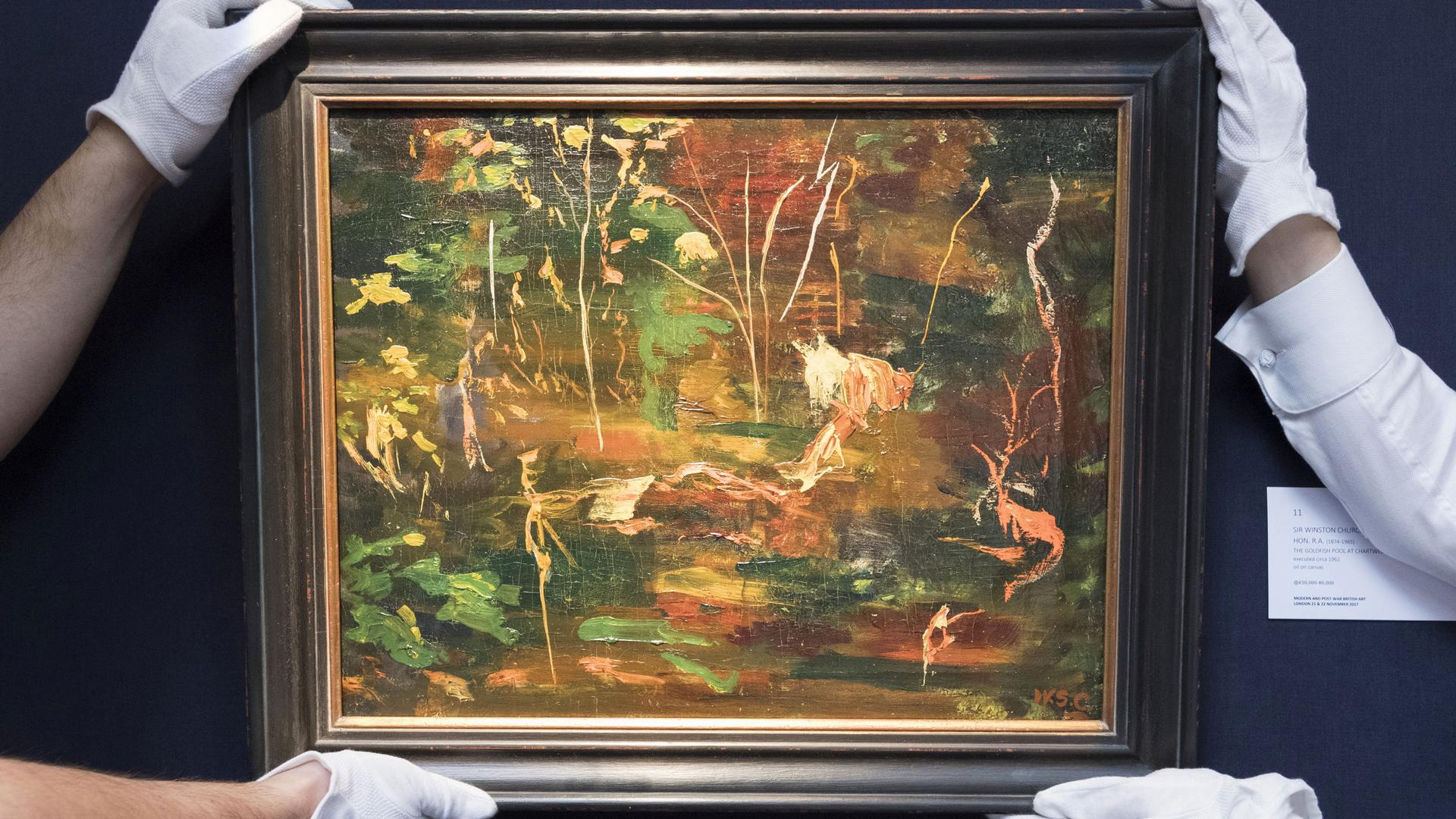 Patrně poslední obraz sira Winstona, The Goldfish Pool at Chartwell, cca 1962